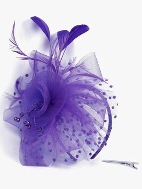 NWT Elegant Kentucky Derby Royal Purple Feather Fascinator